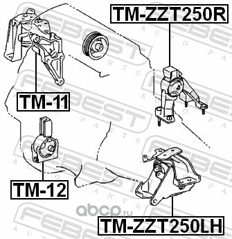 Febest TMZZT250R Подушка двигателя задняя