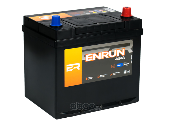 ENRUN ESA600 Аккумулятор 60А/ч 550А 12V обратная (-) (+) полярн. выносные (Азия) клеммы