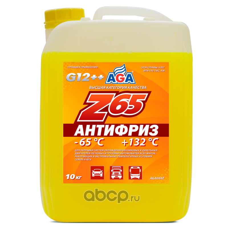 AGA AGA044Z Антифриз, готовый к применению, желтый, -65С, 10 кг, G-12++