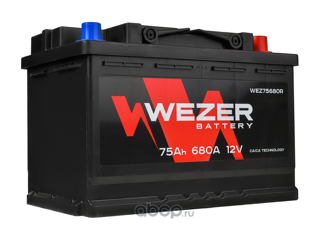 Купить WEZER WEZ75680R WEZ75680R_аккумуляторная батарея! 75Ah 680A +справа  278/175/190 по выгодной цене с доставкой по всей России.