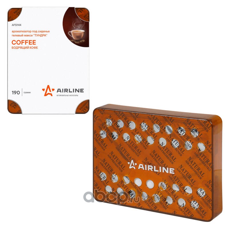 AIRLINE AFSI144 Ароматизатор под сиденье гелевый макси "Тундра" бодрящий кофе (AFSI144)