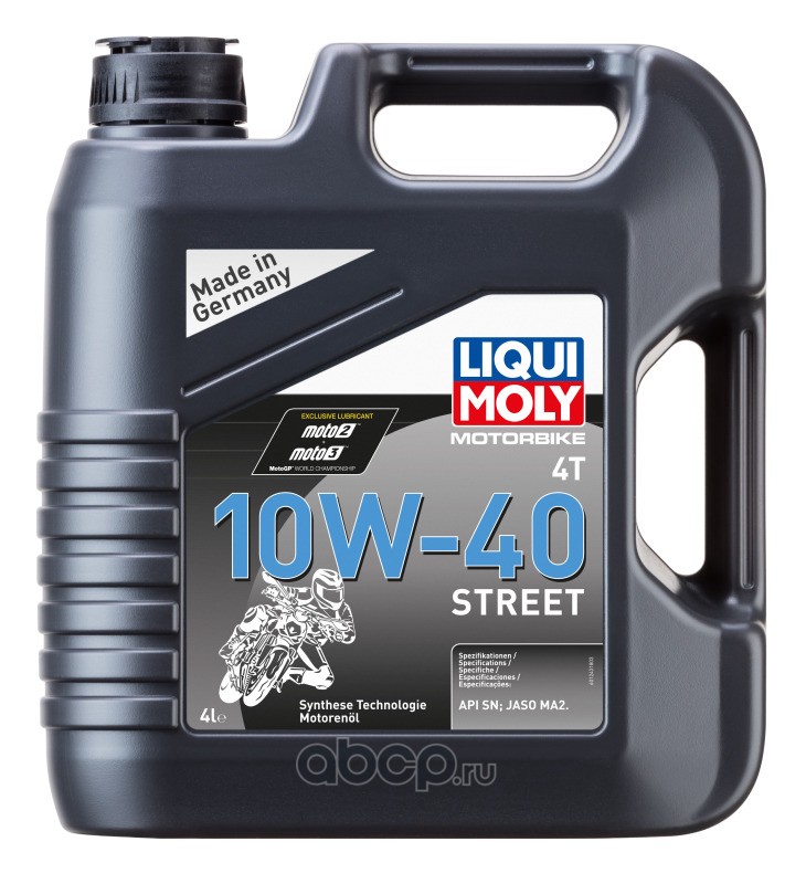LIQUI MOLY 7512 LiquiMoly НС-синт. мот.масло д/4-т.мотоц. Motorbike 4T Street 10W-40 SN MA2 (4л)