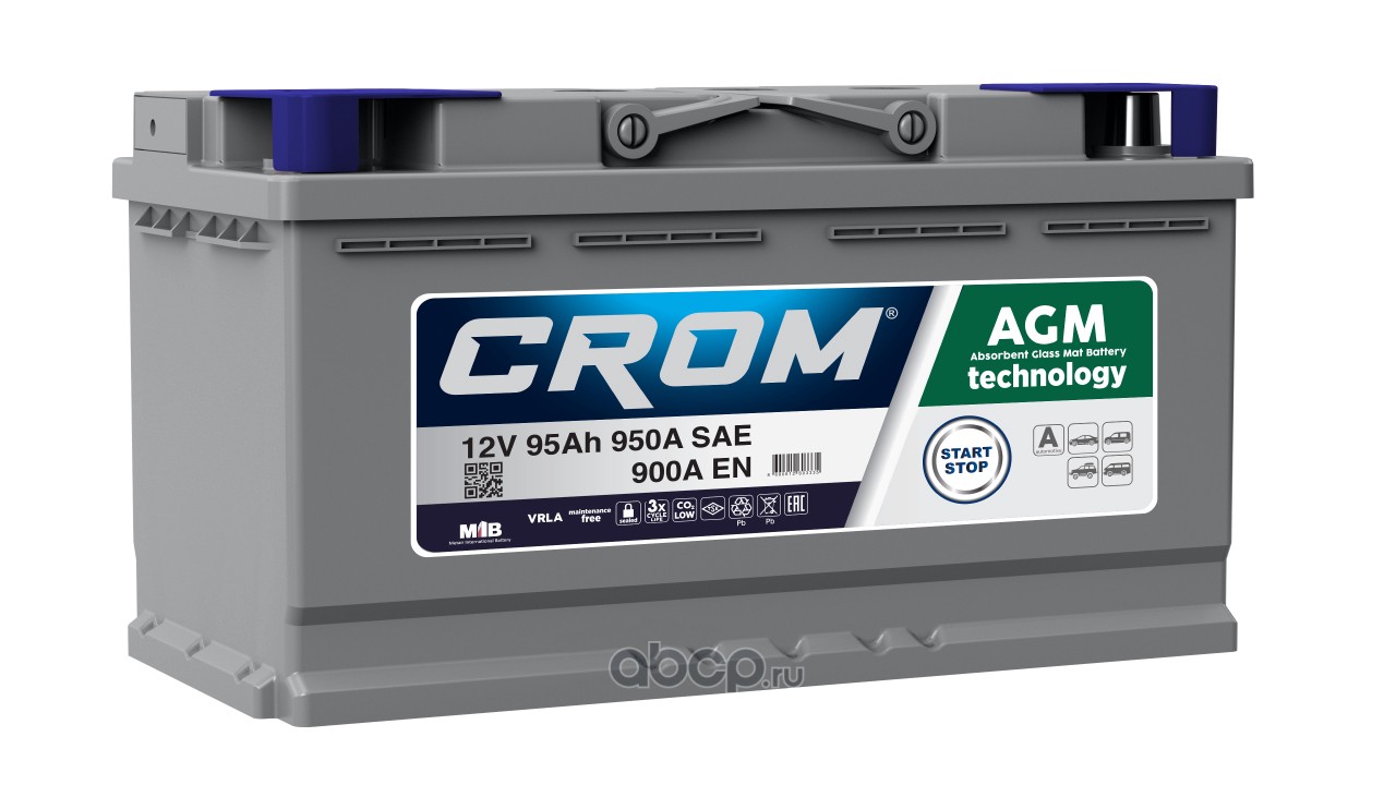 CROM AGML595090A Батарея аккумуляторная 12В 95Ач 900А обратная поляр. стандартные клеммы