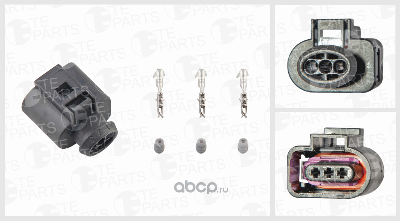 7744628 TE PARTS Разъём 3х контактный (комплектация: 3-pin, 3 уплотнения)  купить запчасти в Банзай Авто