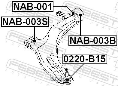 Febest NAB001 Сайлентблок задний переднего рычага без кронштейна