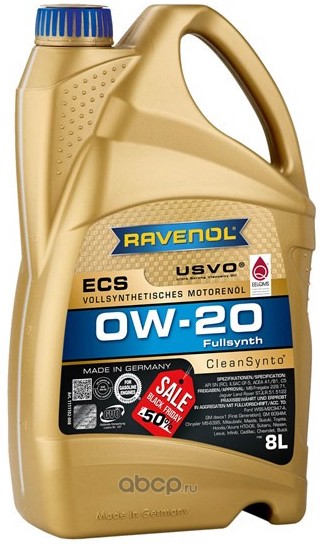 Ravenol 1111102BF801999 Моторное масло RAVENOL ECS EcoSynth 0W-20, 8 литров