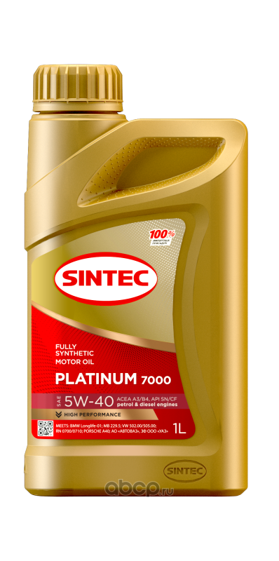 SINTEC 600138 Масло моторное синтетика 5W-40 1 л.