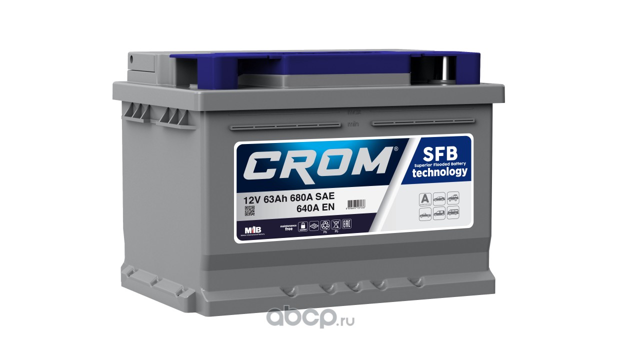 CROM LB263064A Батарея аккумуляторная 12В 63Ач 640А обратная поляр. стандартные клеммы