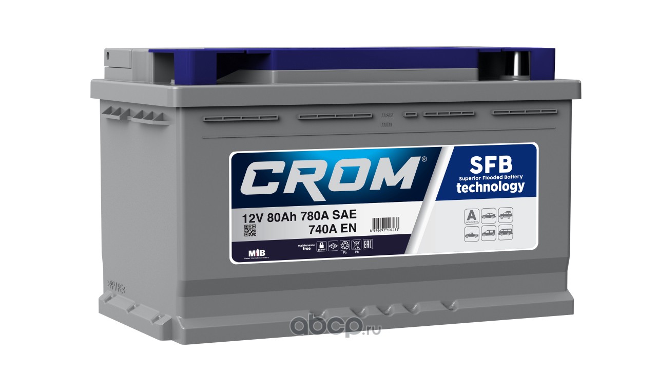 CROM L480074A Батарея аккумуляторная 12В 80Ач 740А обратная поляр. стандартные клеммы