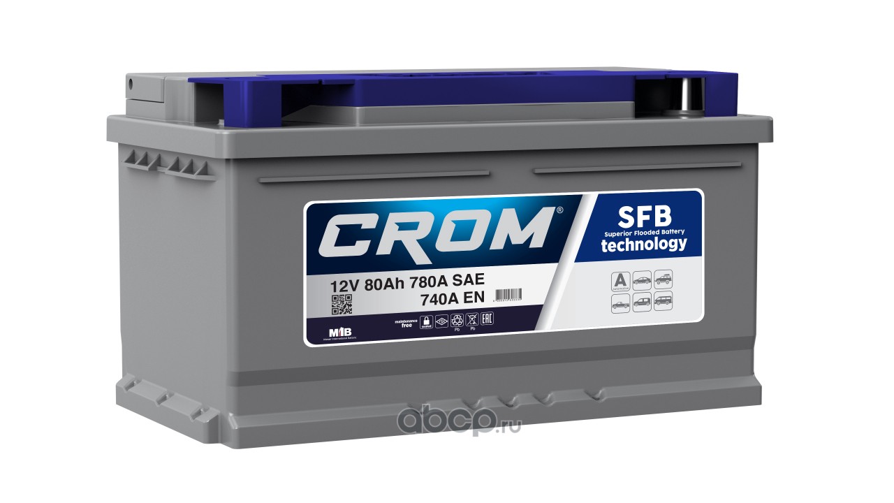 CROM LB480074A Батарея аккумуляторная 12В 80Ач 740А обратная поляр. стандартные клеммы