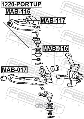 Febest MAB116 Сайлентблок переднего верхнего рычага (комплект)