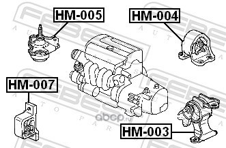 Febest HM005 Подушка двигателя правая (гидравлическая)