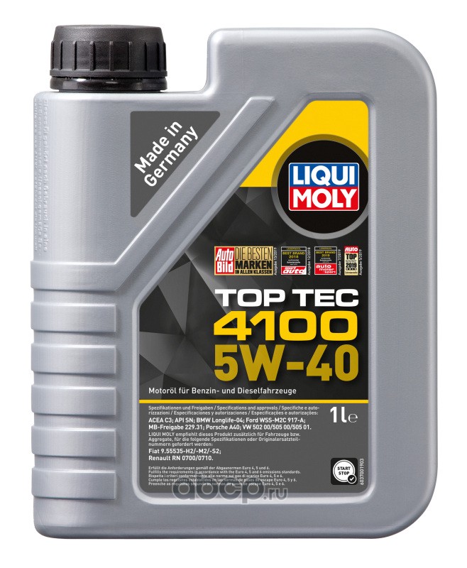 LIQUI MOLY 7500 LiquiMoly НС-синт. мот.масло Top Tec 4100 5W-40 CF/SN C3 (1л)