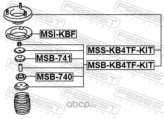 Febest MSBKB4TFKIT Втулка переднего амортизатора (комплект)
