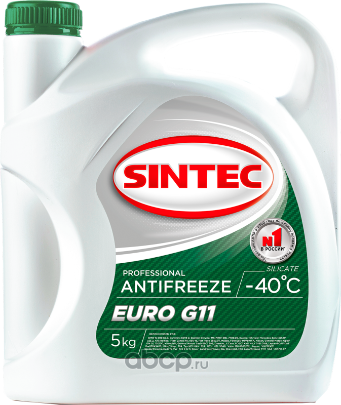 SINTEC 800523 Антифриз EURO G11 готовый -40C зеленый 5 кг