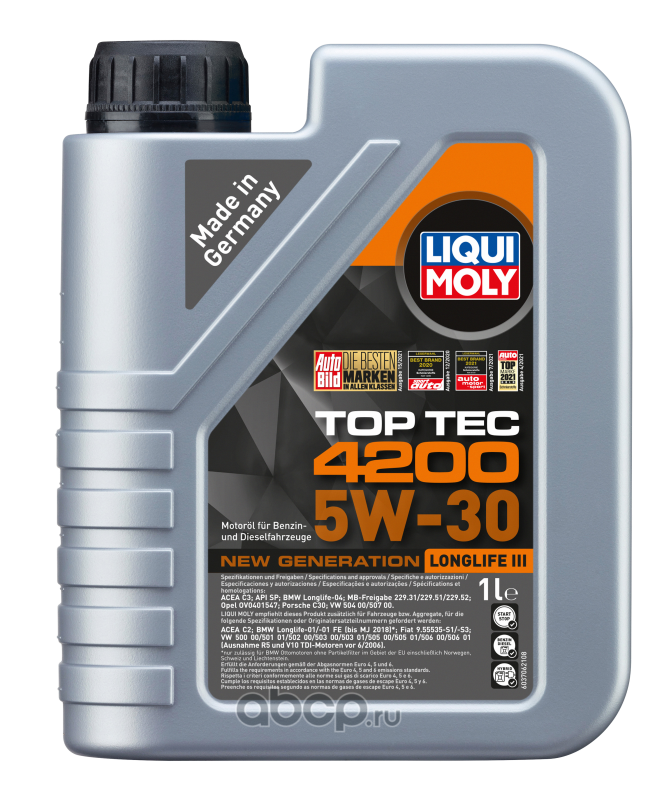 Liqui moly 7660 LiquiMoly НС-синт. мот.масло Top Tec 4200 5W-30 New Generation SP C3 (1л)
