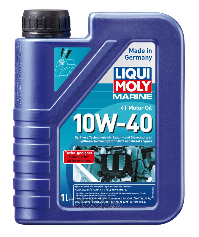 LIQUI MOLY 25012 LiquiMoly НС-синт. мот.масло д/лодок Marine 4T Motor Oil 10W-40 CI-4/SL A3/B4/E7 (1л)