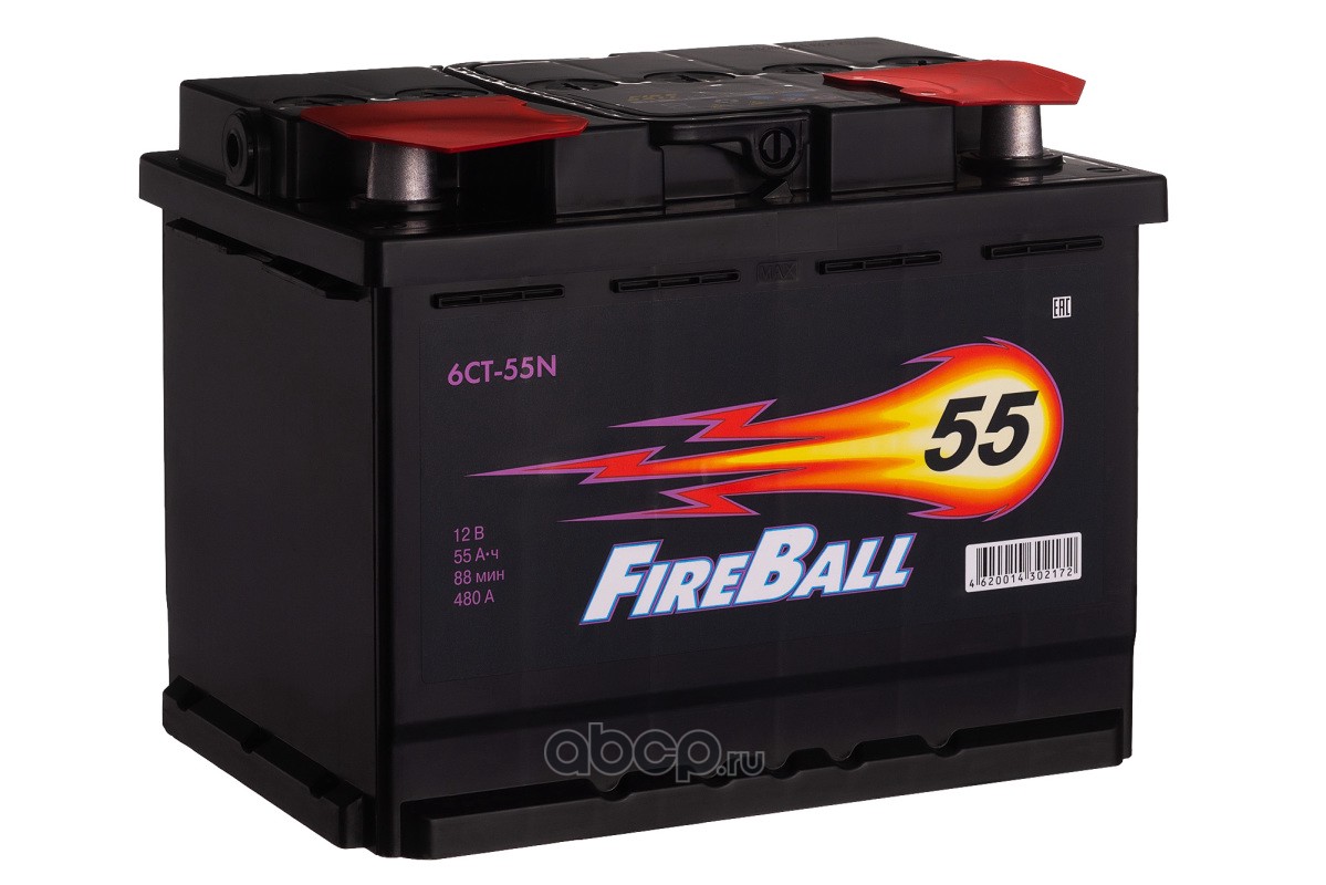 FireBall 555107020 Автомобильный аккумулятор 55 Ач (1) 6СТ-55N 480 A (CCA)