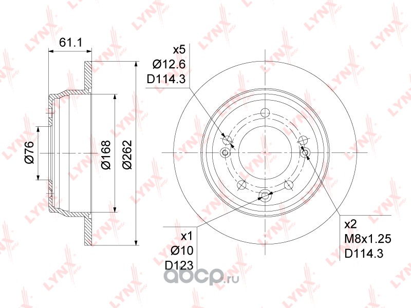 LYNXauto BN1047 Диск тормозной задний (262x10)