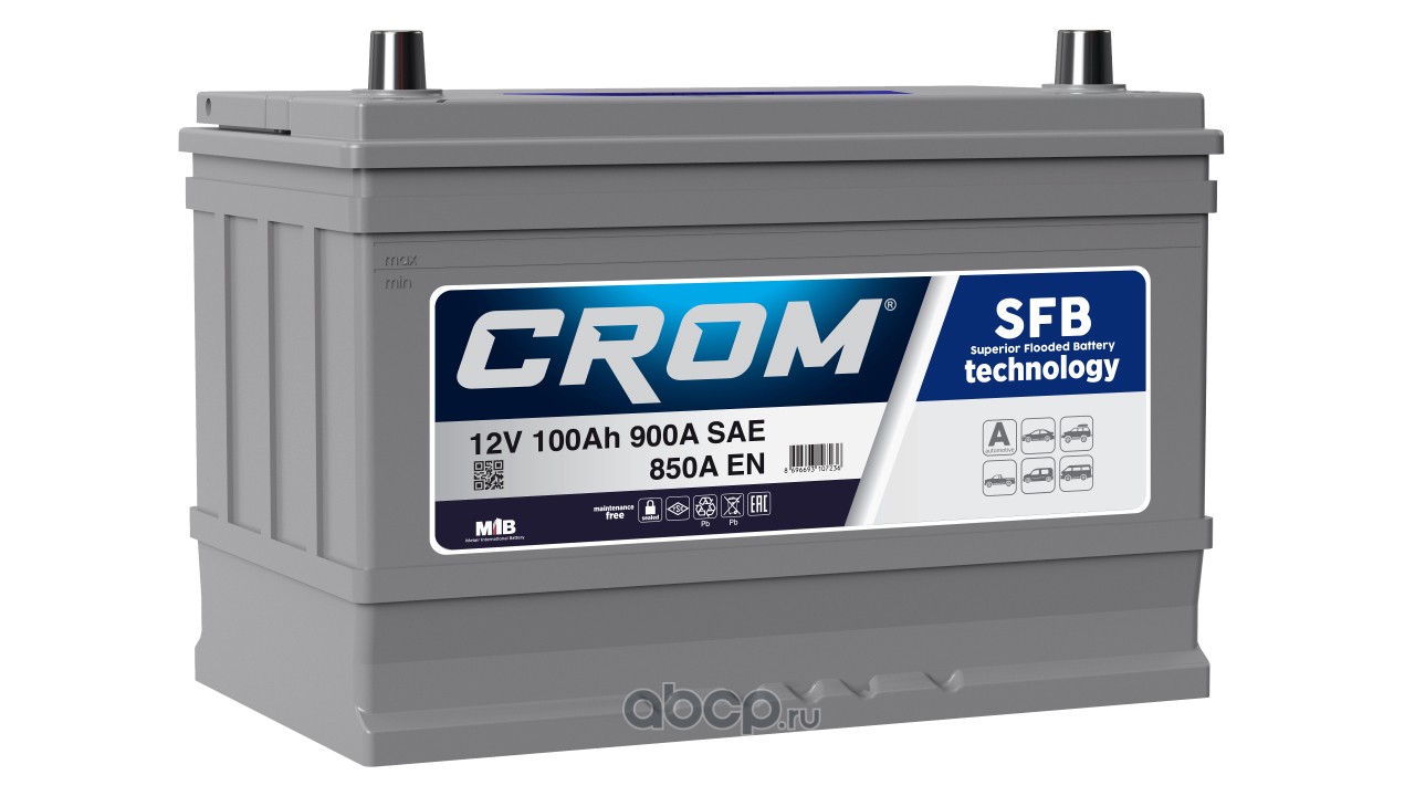 CROM D31100085D Батарея аккумуляторная 12В 100Ач 850А прямая поляр. стандартные клеммы
