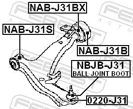 Febest NABJ31B Сайлентблок задний переднего рычага (гидравлический)
