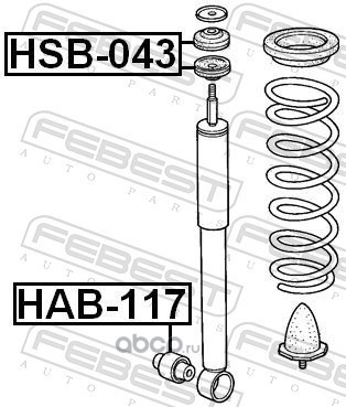 Febest HSB043 Втулка заднего амортизатора