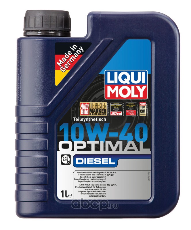 LIQUI MOLY 3933 LiquiMoly П/с. мот.масло Optimal Diesel 10W-40 CF B3 (1л)