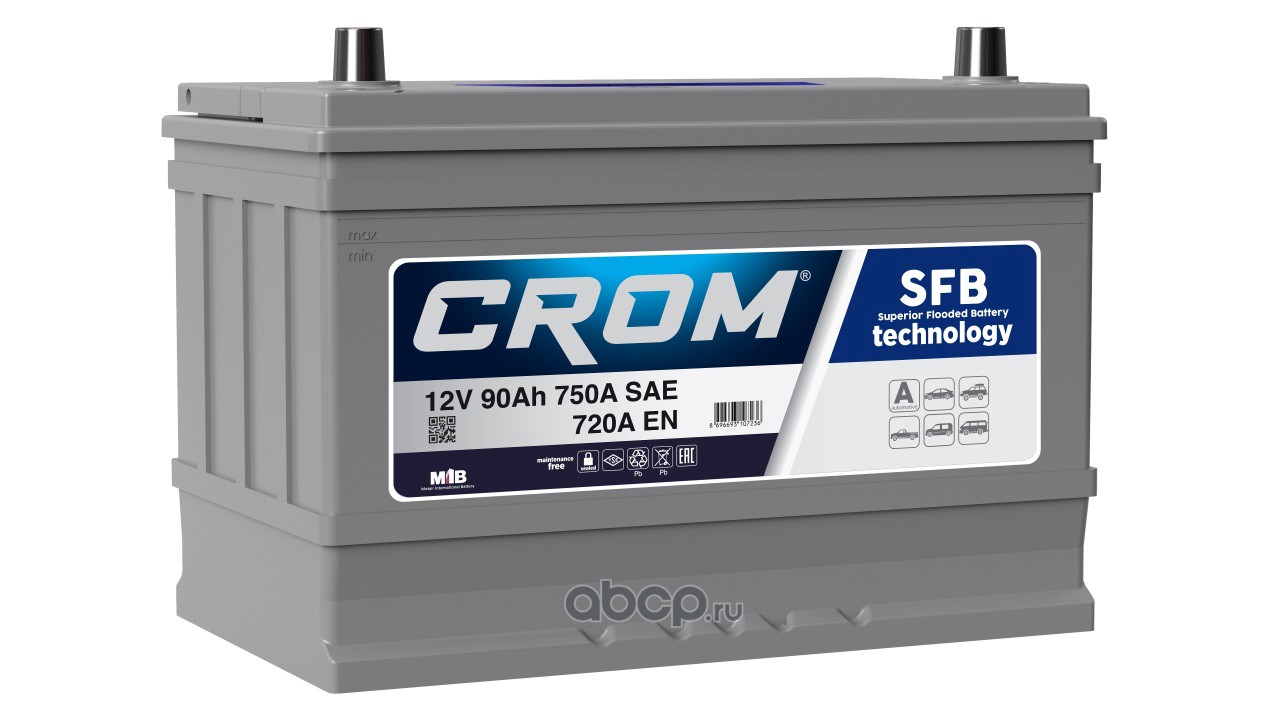 CROM D3190072D Батарея аккумуляторная 12В 90Ач 720А прямая поляр. стандартные клеммы