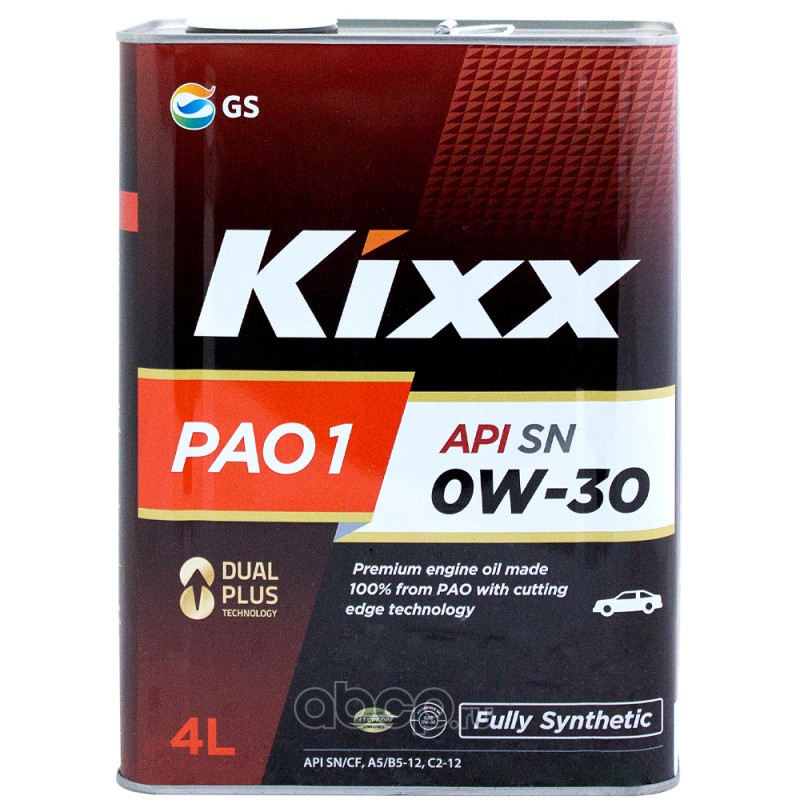 Kixx L208144TE1 Масло моторное Kixx PAO 1 0w-30 API SN, ACEA A5/B54/C2 4л