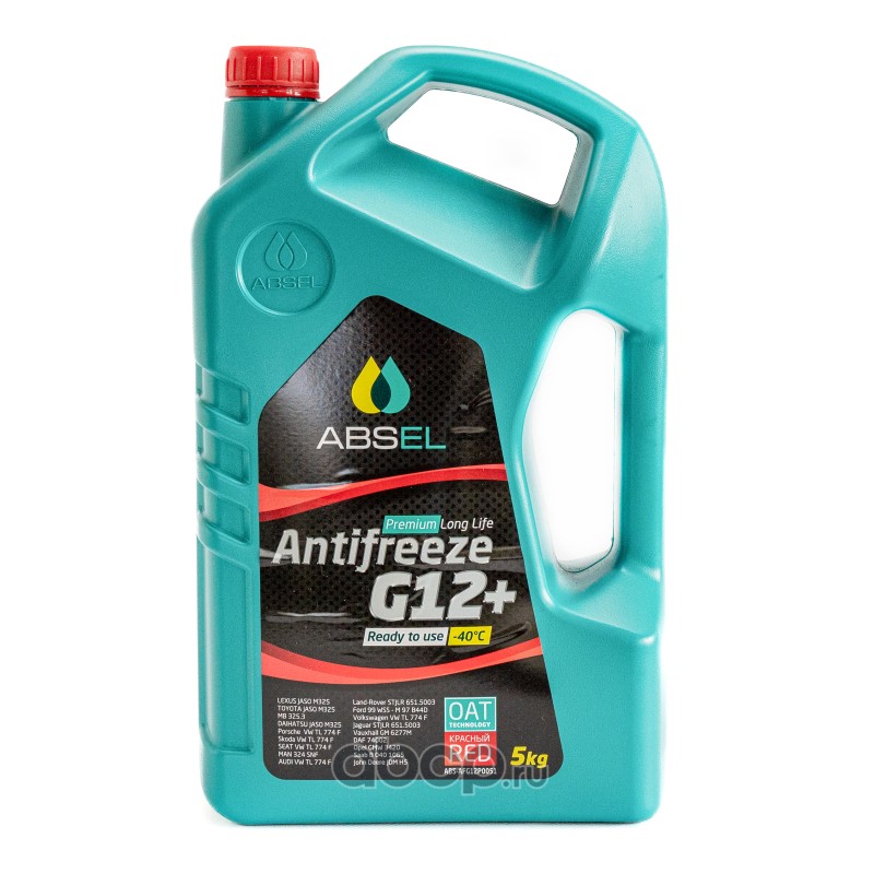 ABSEL ABSAFG12P0051 Жидкость охлаждающая 5кг. ANTIFREEZE G12+ RED -40°C
