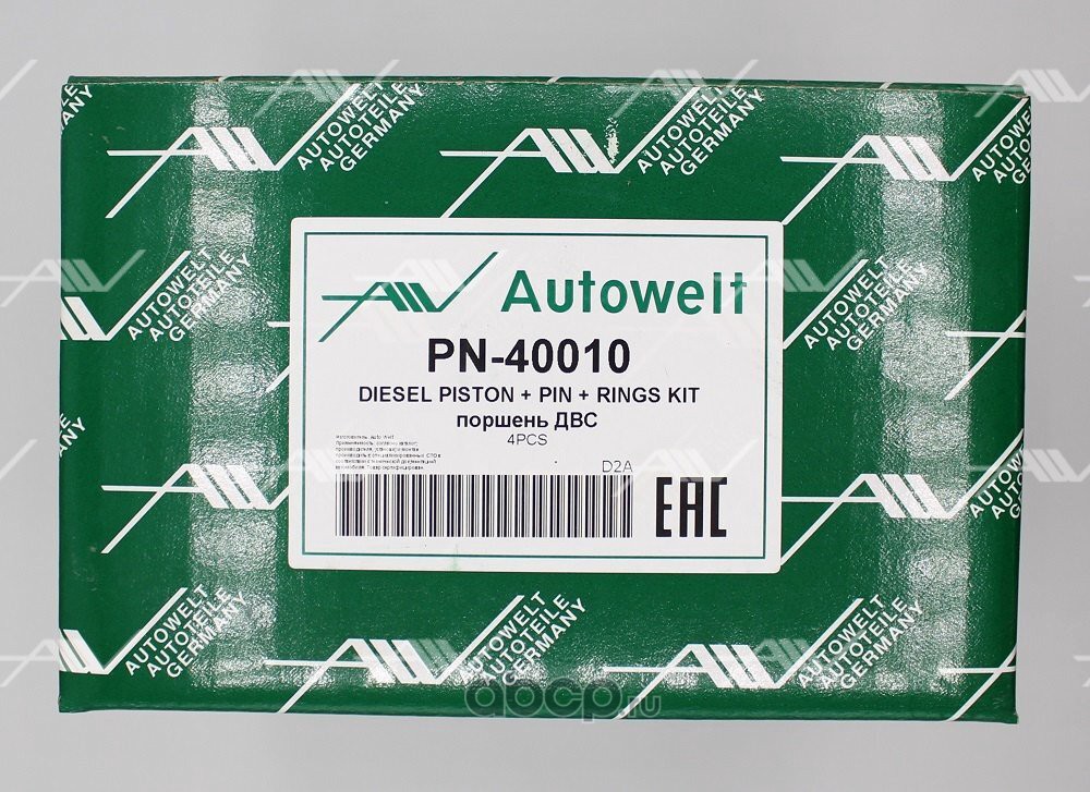 Autowelt PN40010 поршень с кольцами STD SSANG YONG D20DT