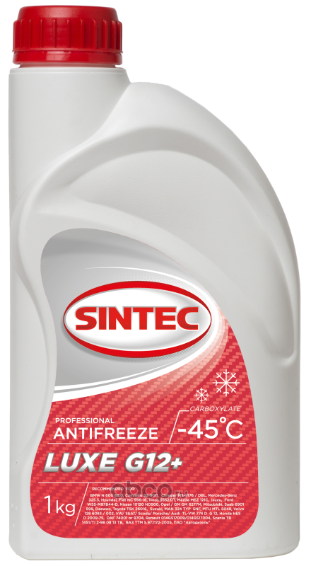 SINTEC 613502 Антифриз ANTIFREEZE LUX G12+ готовый -45C красный 1 кг