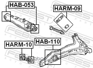 Febest HARM10 Ремкомплект сайлентблоков тяги