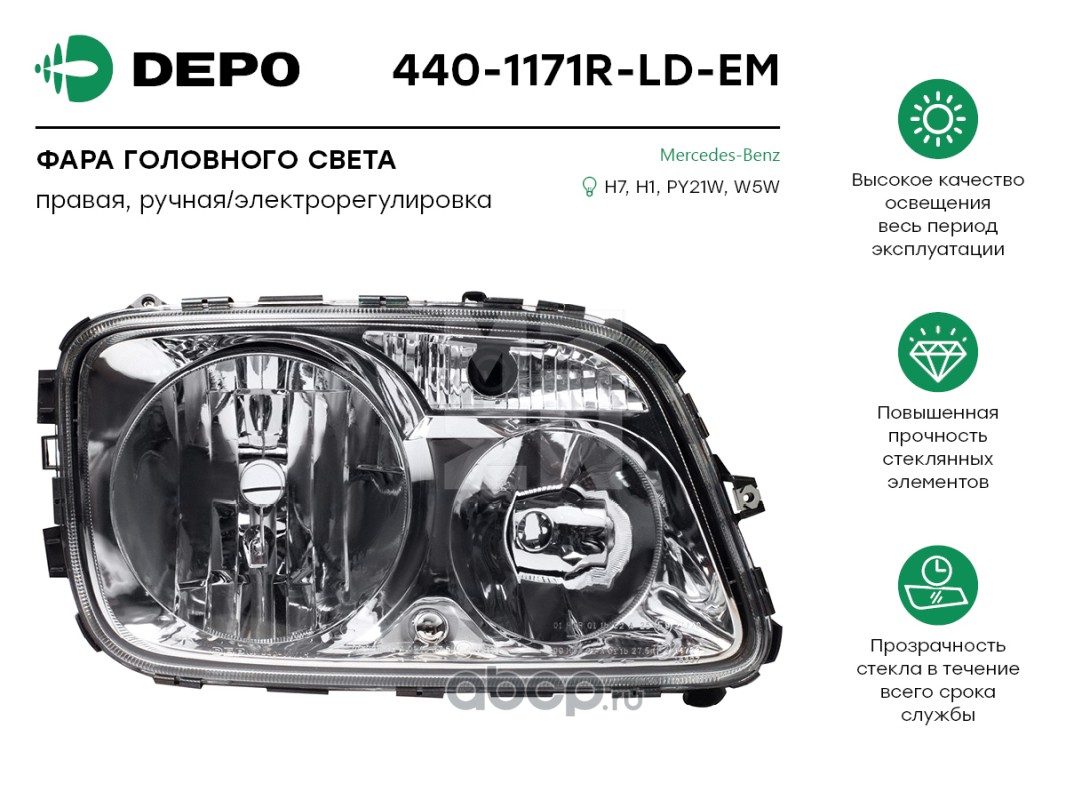 Купить 4401171RLDEM Depo 440-1171R-LD-EM Фара головного света правая и  аналоги