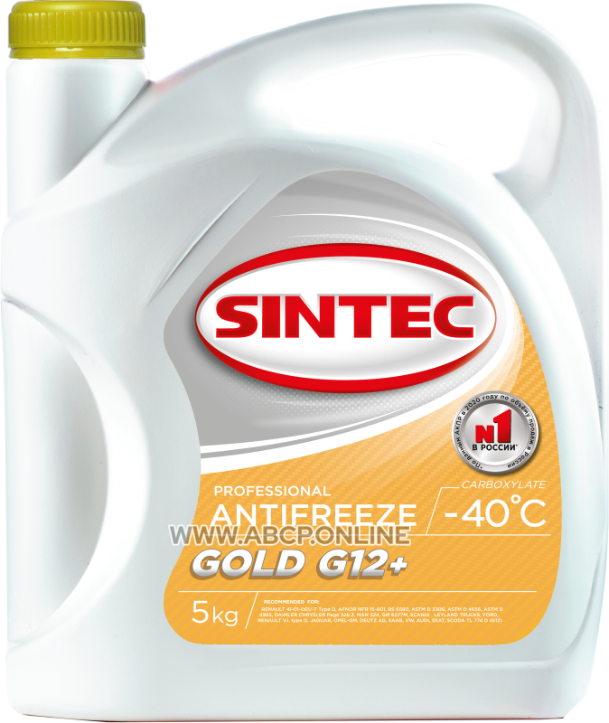 SINTEC 800526 Антифриз GOLD G12 готовый желтый 5 кг