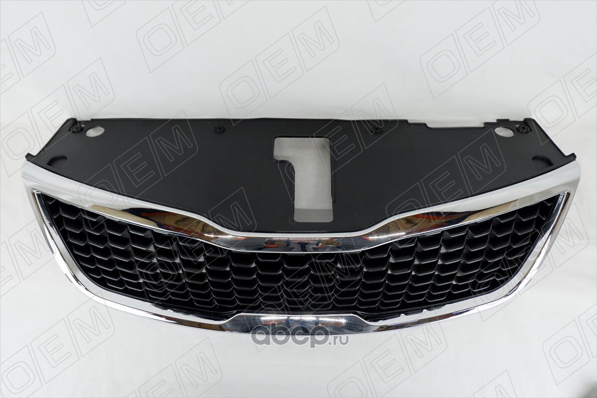 O.E.M. OEM3015 Решетка радиатора Kia Rio 3 QB 2015-2017, с хромом,  текстурная