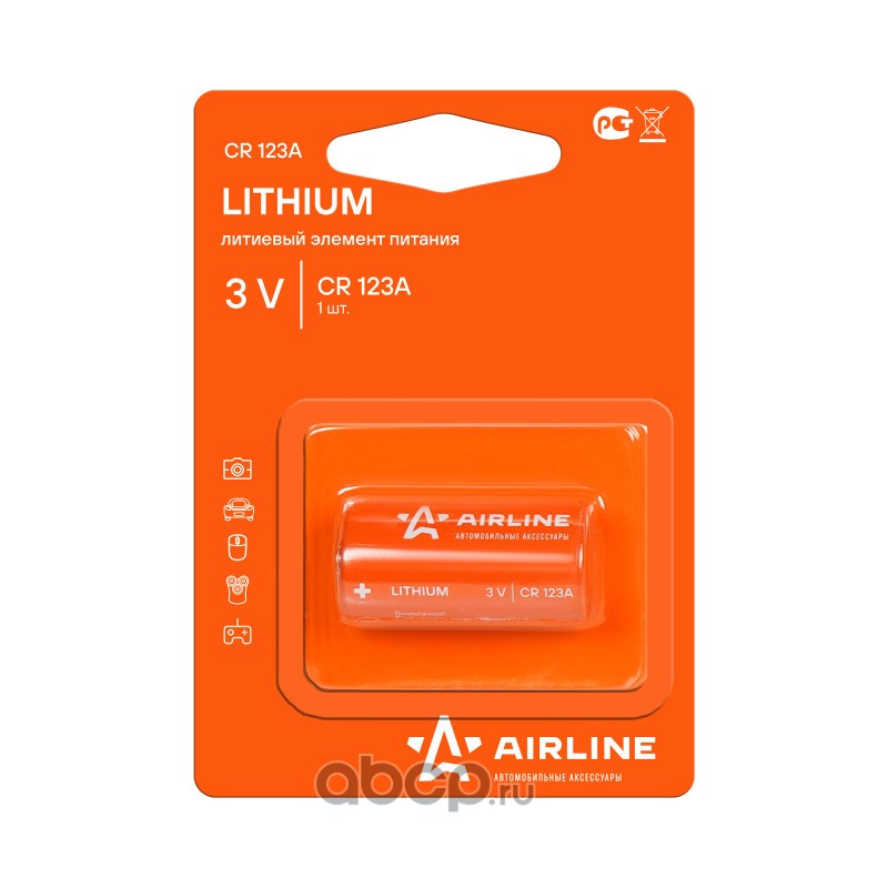 AIRLINE CR123A01 Батарейка CR123A 3V литиевая 1 шт.