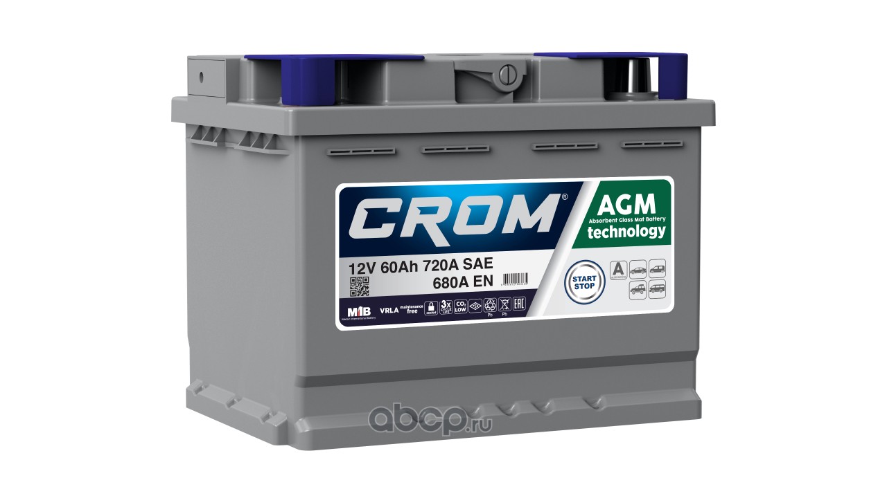 CROM AGML260068A Батарея аккумуляторная 12В 60Ач 680А обратная поляр. стандартные клеммы