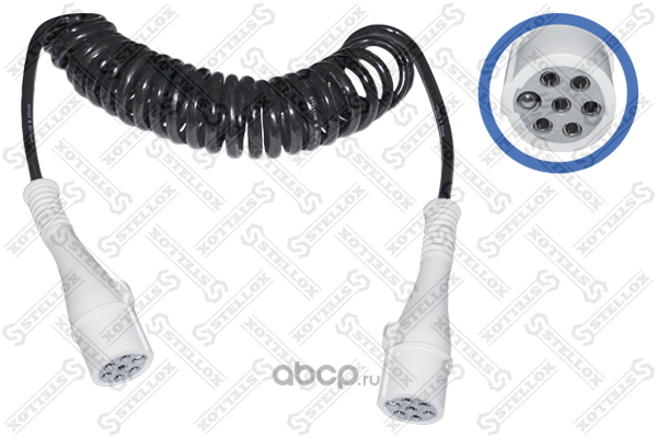 Stellox 8801619SX кабель спиральный!7/6 полюс.,Type S,с 2 штекерами (пласт цельн.),24V,Lmax=4500 ISO3731