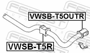 Febest VWSBT5OUTR Втулка заднего стабилизатора D21