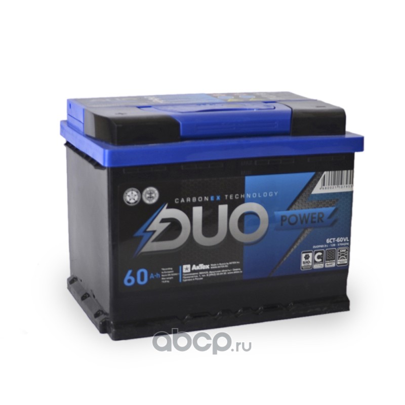 аккумулятор DUO POWER 60 Ач 600A обр. п. (242х175х190) 6СТ-60 LЗ (R) DUOP603R