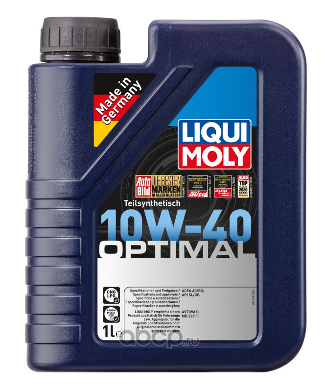 LIQUI MOLY 3929 LiquiMoly П/с. мот.масло Optimal 10W-40 CF/SL A3/B3 (1л)