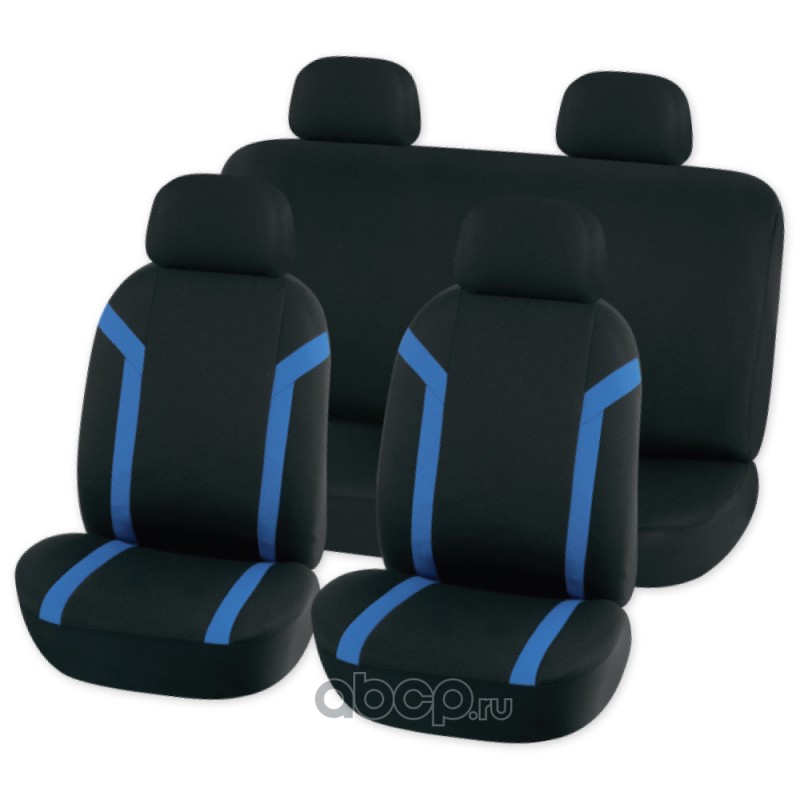 Чехлы на сиденья (рубашка) с подголовниками, черно-синий 8 пр. A0508008