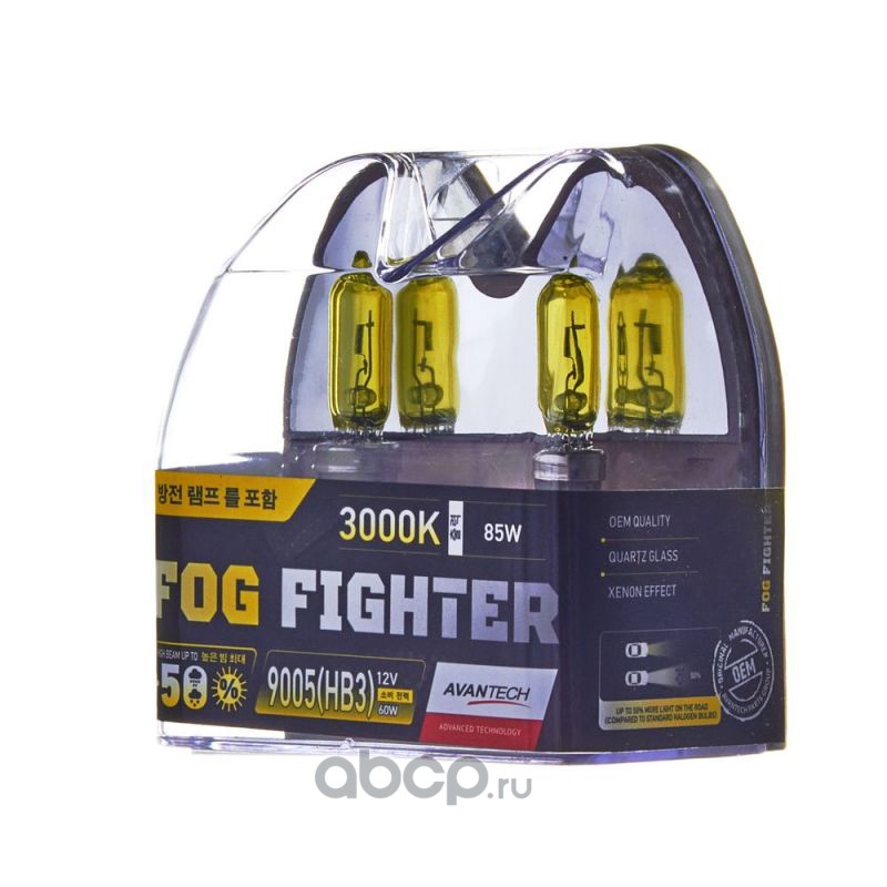 AVANTECH AB3005 Лампа галогеновая AVANTECH FOG FIGHTER HB3 P20d 12V 65W 3000 2шт.