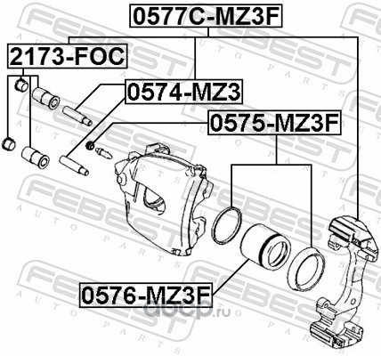 Febest 0577CMZ3F Скоба переднего тормозного суппорта (комплект)