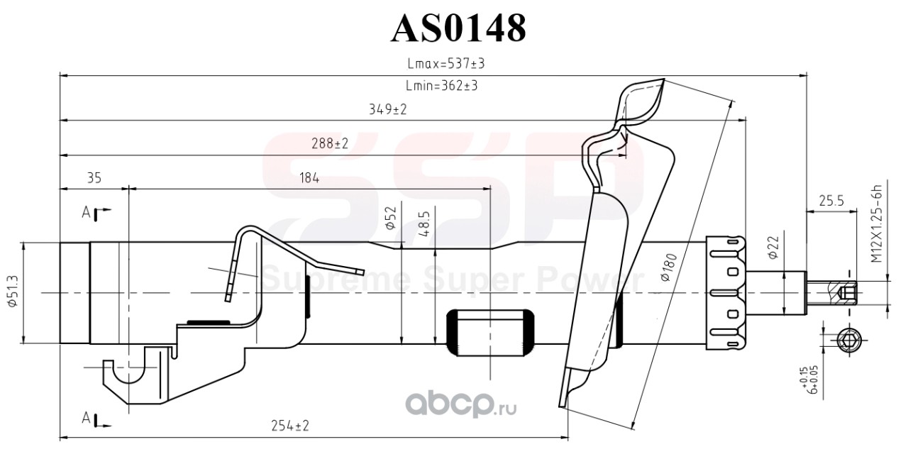 AS0148 SSP Амортизатор SSP AS0148 MAZDA 3, AXELA 03- пер.R / 334700, B3322,  BP4K-34-700F, B32T-34-700C, BP4T-34 B32T34700 купить запчасти в Банзай Авто