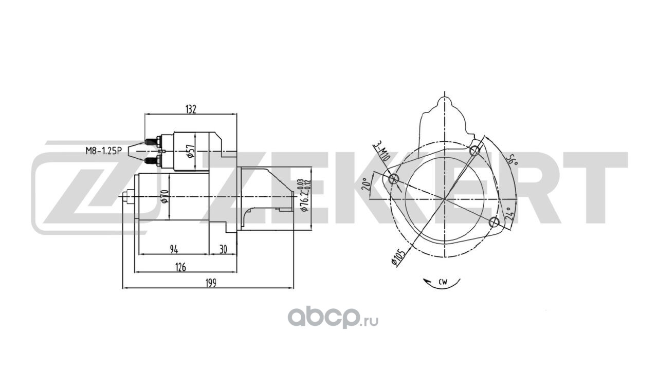 AN1000 zekkert Стартер Ford Focus I-III 98-, Fiesta IV-VI 95-, Fusion 02-,  Volvo S40 II 05-, C30 06-, V50 05-. купить в Севастополе и Бахчисарае в Автодруг  92 по самым низким ценам.