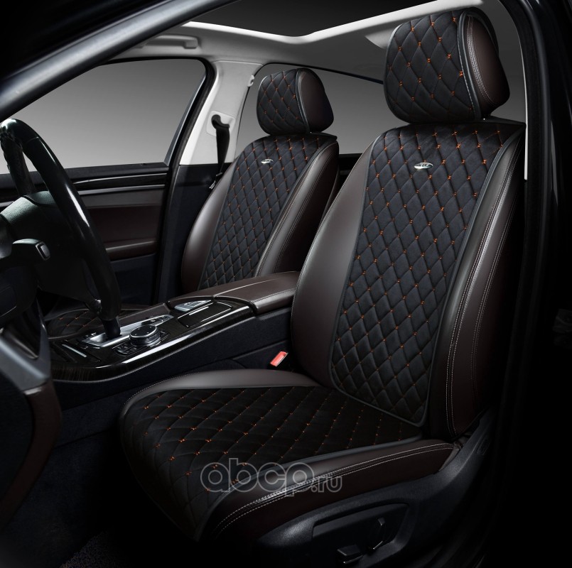 PSV 134971 Накидки в машину универсальные PSV Asterion PRO 2 FRONT (Черный/Отстрочка коричневая), на передние сиденья