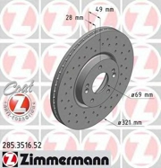 Zimmermann 285351652 Перфорированный тормозной диск Sport:Z