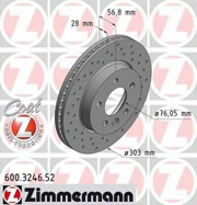 Zimmermann 600324652 Перфорированный тормозной диск Sport:Z